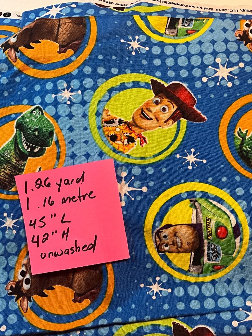 Disney Toy Story Cotton Fabric  1.26 Yards